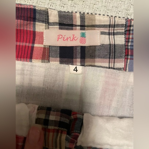 PINK PINEAPPLE multicolored multicolor plaid button front mini skirt 4 Small S - Picture 2 of 6